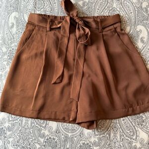 Francesca's Collections High Waist Brown Shorts with Tie